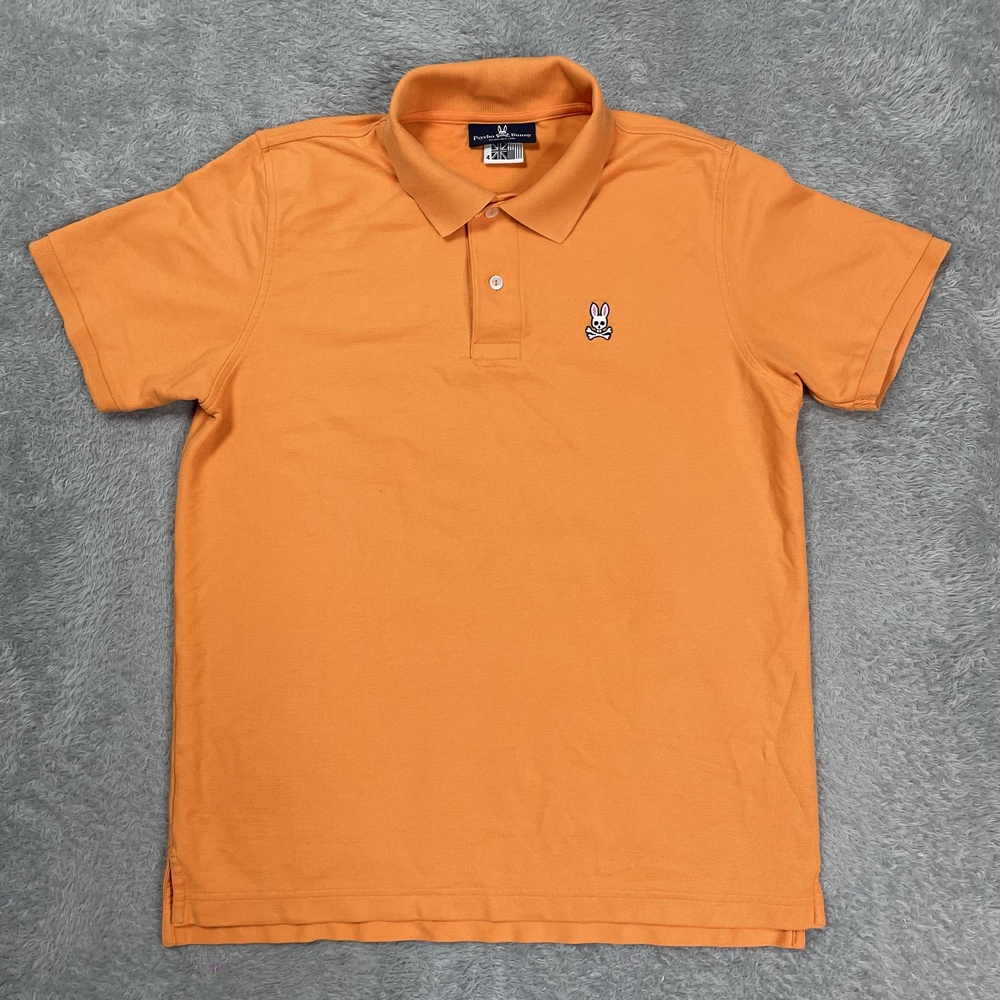 Psycho Bunny Polo Shirt Mens Large Orange Solid Pima Cotton Knit Casual